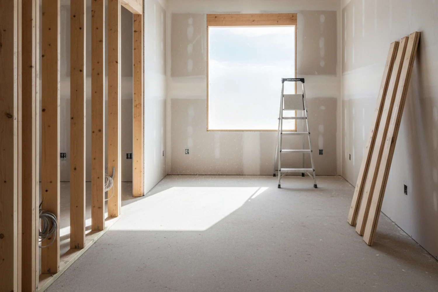 Home remodel in progress with new framing in Palo Alto, CA