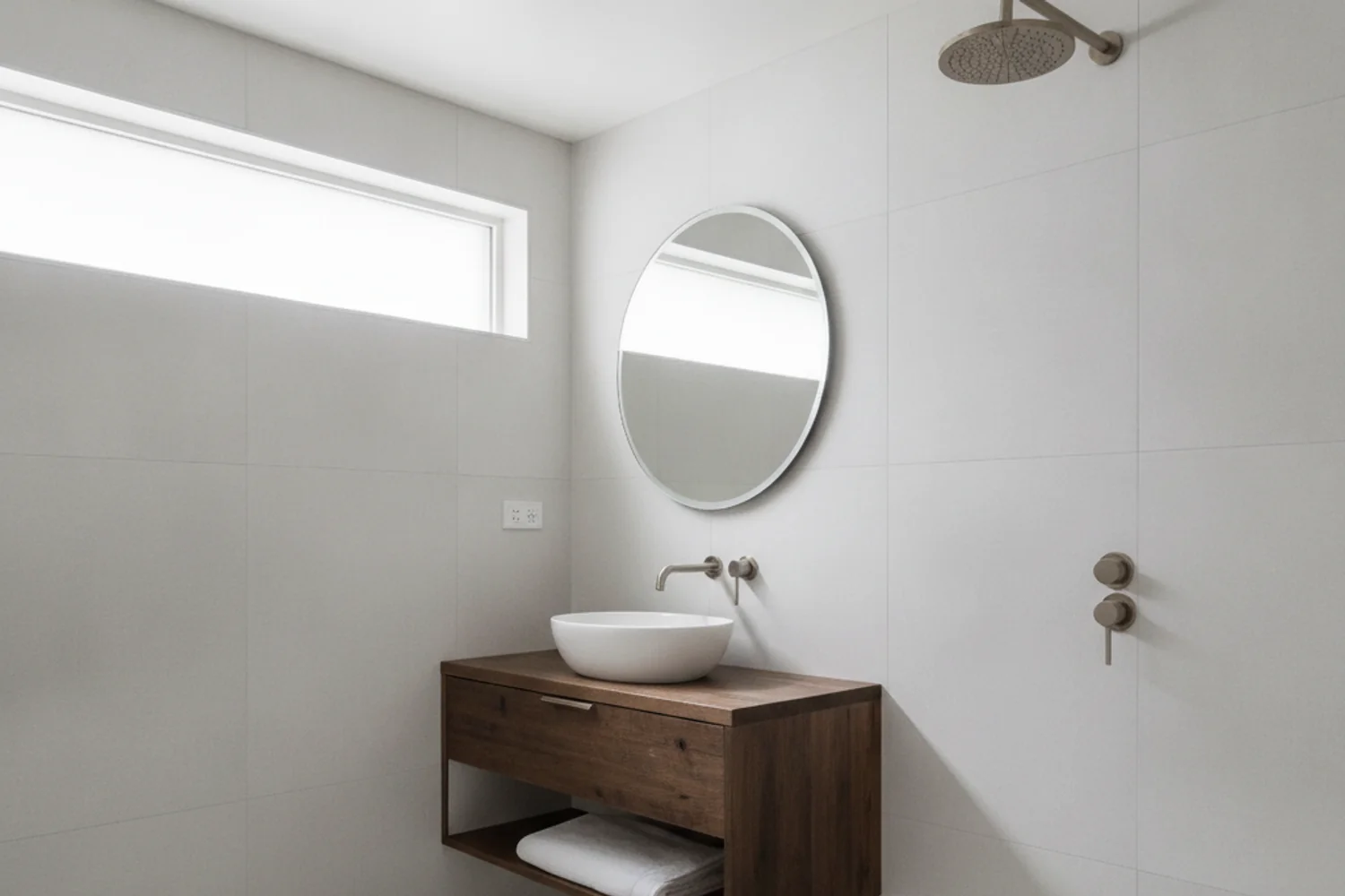 Finished modern bathroom remodel on the Palo Alto Peninsula